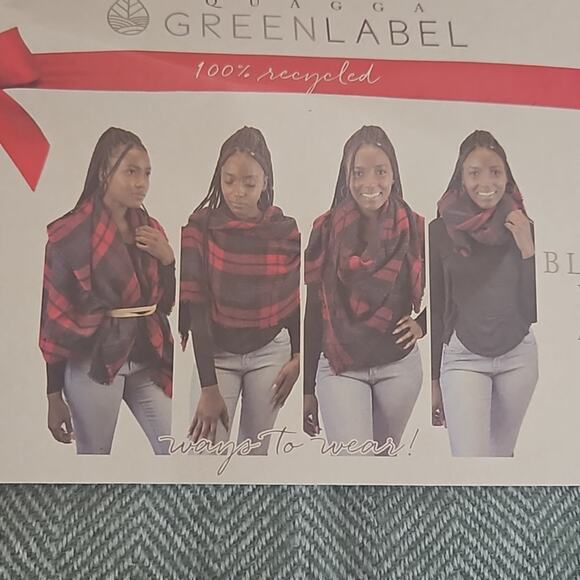 NWT Quagga Green Label Chevron Sage Green Blanket Wrap Scarf - Picture 3 of 4